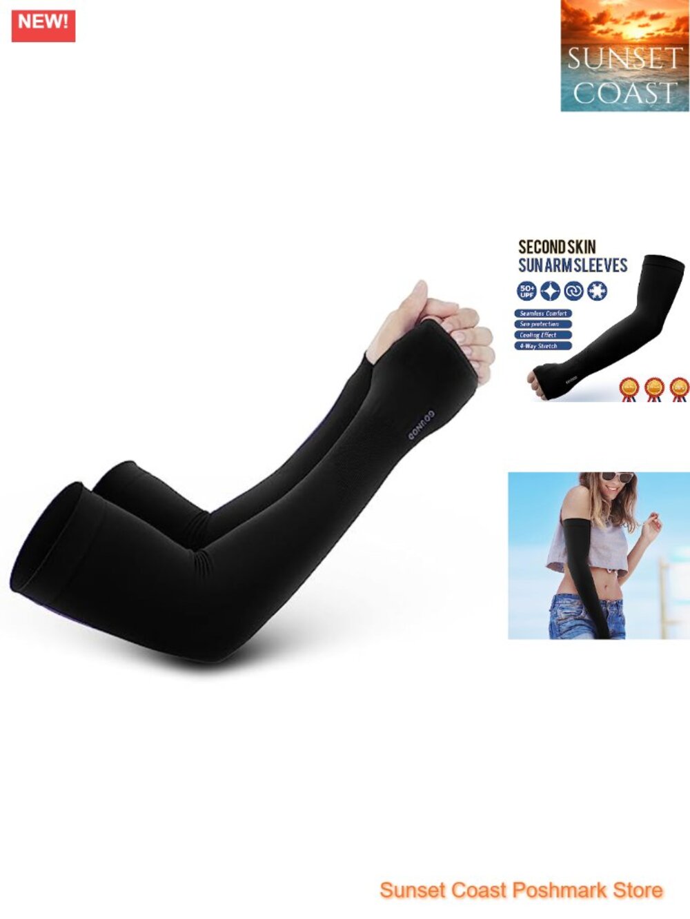 UPF 50+ Cooling Arm Sleeves with Thumb Holes for Men Women